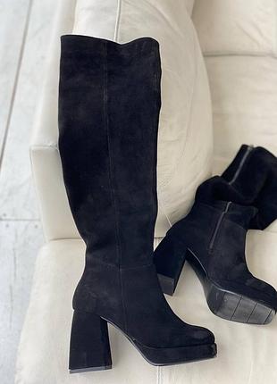 Замшевые демисезонные/ осенние/ весенние/ теплые високие зимние сапоги ботфортиы 36...