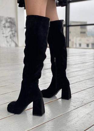 Замшевые демисезонные/ осенние/ весенние/ теплые високие зимние сапоги ботфортиы 36...