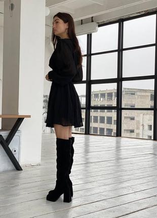 Замшевые демисезонные/ осенние/ весенние/ теплые високие зимние сапоги ботфортиы 36...