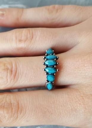Красивое оригинальное нежное голубое кольцо с камнями размер регулируется4 фото