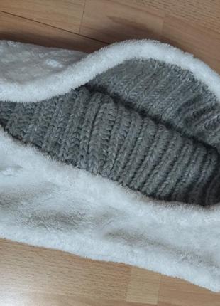 Зимний, двухсторонний снуд,баф,шарф,меховый,теплый, германия9 фото