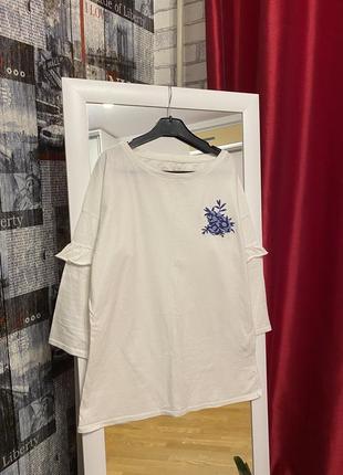Красивая беленькая блуза с вышивкой, вышиванка, кофточка с рюшиками, s, c&amp;a1 фото