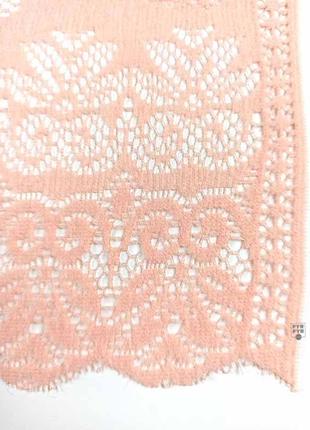 Теплый кружевной шарф кашемировый палантин персиково-розовый ажурный кружево новый5 фото