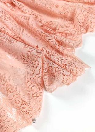 Теплый кружевной шарф кашемировый палантин персиково-розовый ажурный кружево новый3 фото