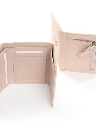 Компактний жіночий гаманець із натуральної шкіри / колір нюдовий беж3 фото