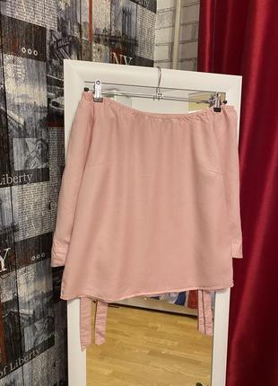 Стильна рожева блузка з опущеними плечима, розмір s-m, blue motion3 фото