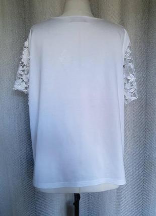 Жіноча біла трикотажна блуза, блузка з мереживом riddela2 фото