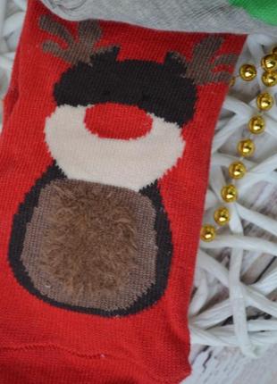 3-4 роки нові фірмові шкарпетки з різдвяним принтом новорічні нг сніговик і олень 2 пари koton5 фото