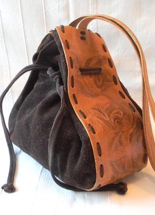Дружин.сумка шкіра+замш hand made