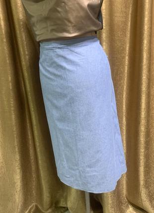 Прямая хлопковая лёгкая летняя голубая юбка, размер 16/ xl-xxl2 фото