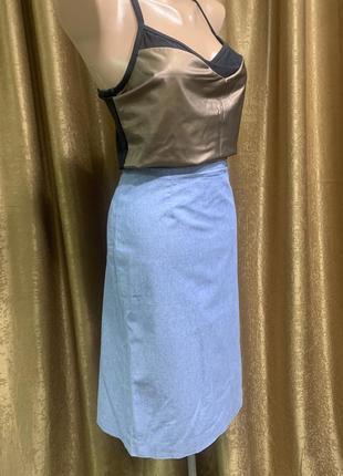 Прямая хлопковая лёгкая летняя голубая юбка, размер 16/ xl-xxl4 фото