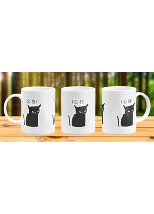 Кружка черный кот прикольная чашка подарок 14 февраля 8 марта