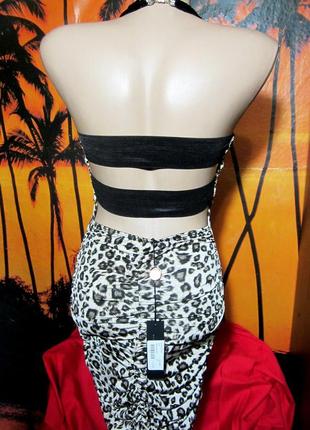 Леопардовое  коктельное платье бюстье с открытой спиной4 фото