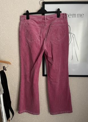 Стильные джинсы брюки клёш розовые вельвет 162 фото