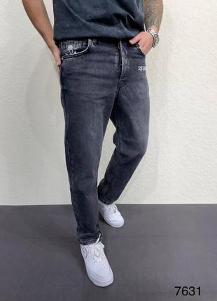 Брендові чоловічі джинси мом / якісні джинси в сірому кольорі на кожен день