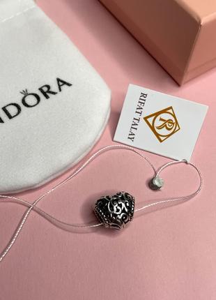 Шарм на браслет пандора новый с биркой серебро 925 проба сердце сердечко ажурное ажур