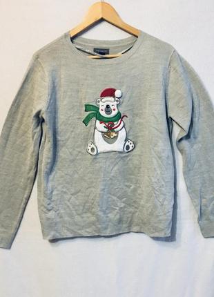 Кофта светр новорічний із сніговиком сіра