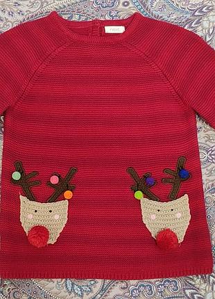 Новогодний праздничный свитер олени рожки