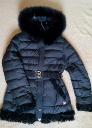 Фирменный теплый зимний пуховик, пальто, куртка с песцом р.48-50 money & you3 фото