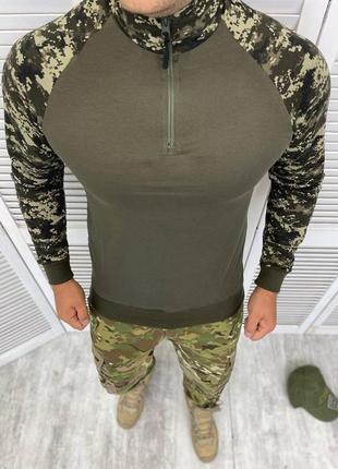 Військова тактична футболка піксель з довгим рукавом з бавовни, тактична футболка двонитка