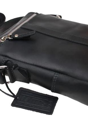 Мужская кожаная сумка через плечо планшет мессенджер черная gmsmvp1364 фото
