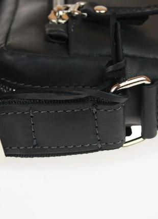 Мужская кожаная сумка через плечо планшет мессенджер черная gmsmvp1365 фото