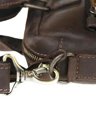 Кожаная мужская сумка для документов а4 с ручками большая горизонтальная через плечо коричневая smg214 фото