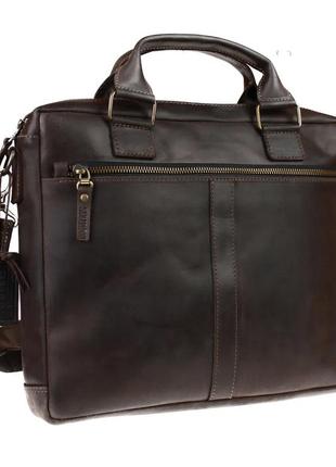 Шкіряна чоловіча сумка для документів а4 з ручками велика горизонтальна через плече коричнева smg21