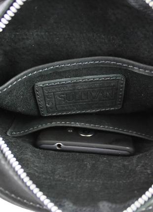 Чоловіча шкіряна сумка через плече планшет месендджер з клапаном чорна gmsmvp997 фото