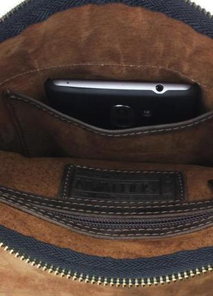 Чоловіча шкіряна сумка через плече планшет месендджер з клапаном коричнева gmsmvp409 фото