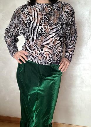 Ошатна блуза прінт зебра лонгслів1 фото