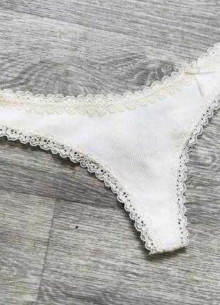 Хлопковые трусики стринги со стразами la vivas