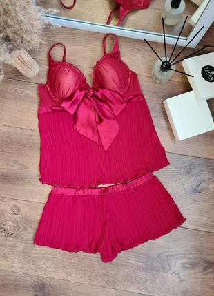 Красный сексуальный комплект маечка + трусики - шортики 75c 🌺