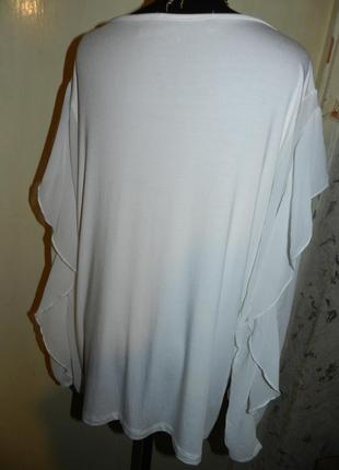 Шикарная,трикотажная-стрейч,белая блузка с жемчугом и воланами,sweet lola,италия3 фото