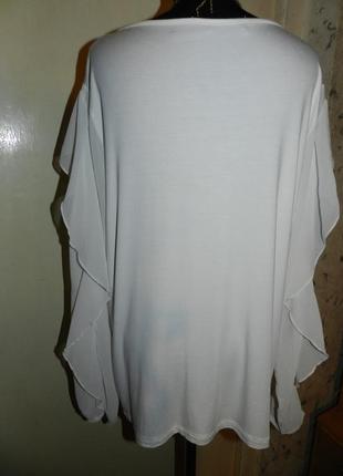 Шикарная,трикотажная-стрейч,белая блузка с жемчугом и воланами,sweet lola,италия7 фото