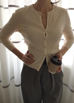 Женский кашемировый бежевый кардиган
