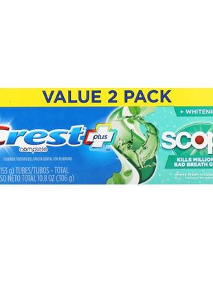 Crest complete plus scope, whitening toothpaste, minty fresh striped, 2 pack, 5.4 oz (153 g)  each, зубна паста 2 шт