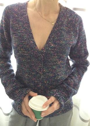 Кардиган шерстяной женский меланжевый с удлинёнными рукавами2 фото