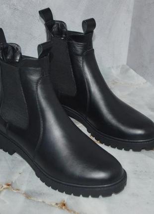 Ботинки челси женские черные кожаные замш демисезон зима 36-43р. женские обувь 41 42 43р