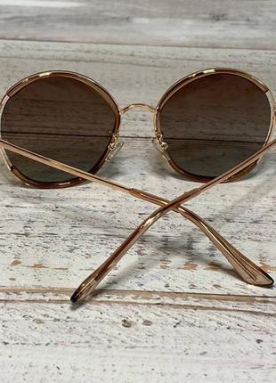 Окуляри жіночі сонцезахисні стильні коричневі круглі із золотистою оправою4 фото