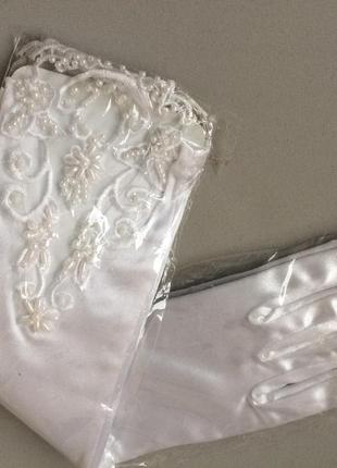 Нові білі довгі рукавички для нареченої3 фото