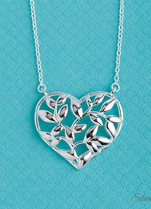 Женская подвеска в форме сердца olive leaf 925 в стиле тифани