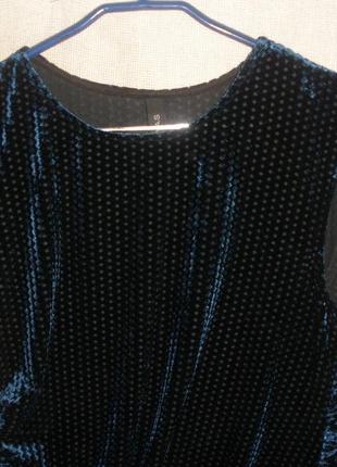 Вечернее праздничное синее панбархат платье с драпировкой3 фото