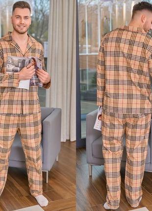 Пижама в клетку байковая мужская стильная комфортная4 фото