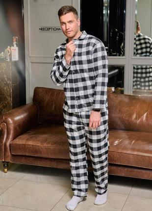 Пижама в клетку байковая мужская стильная комфортная