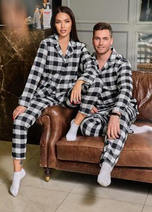 Пижама в клетку байковая мужская стильная комфортная2 фото