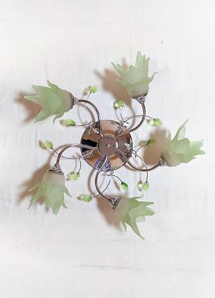 Салатова зелена люстра на 5 плафонів