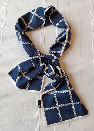 Синій шарф подвійний шовк 100% італія