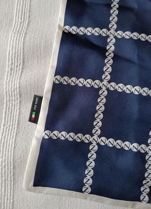 Синій шарф подвійний шовк 100% італія6 фото