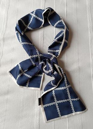 Синій шарф подвійний шовк 100% італія7 фото